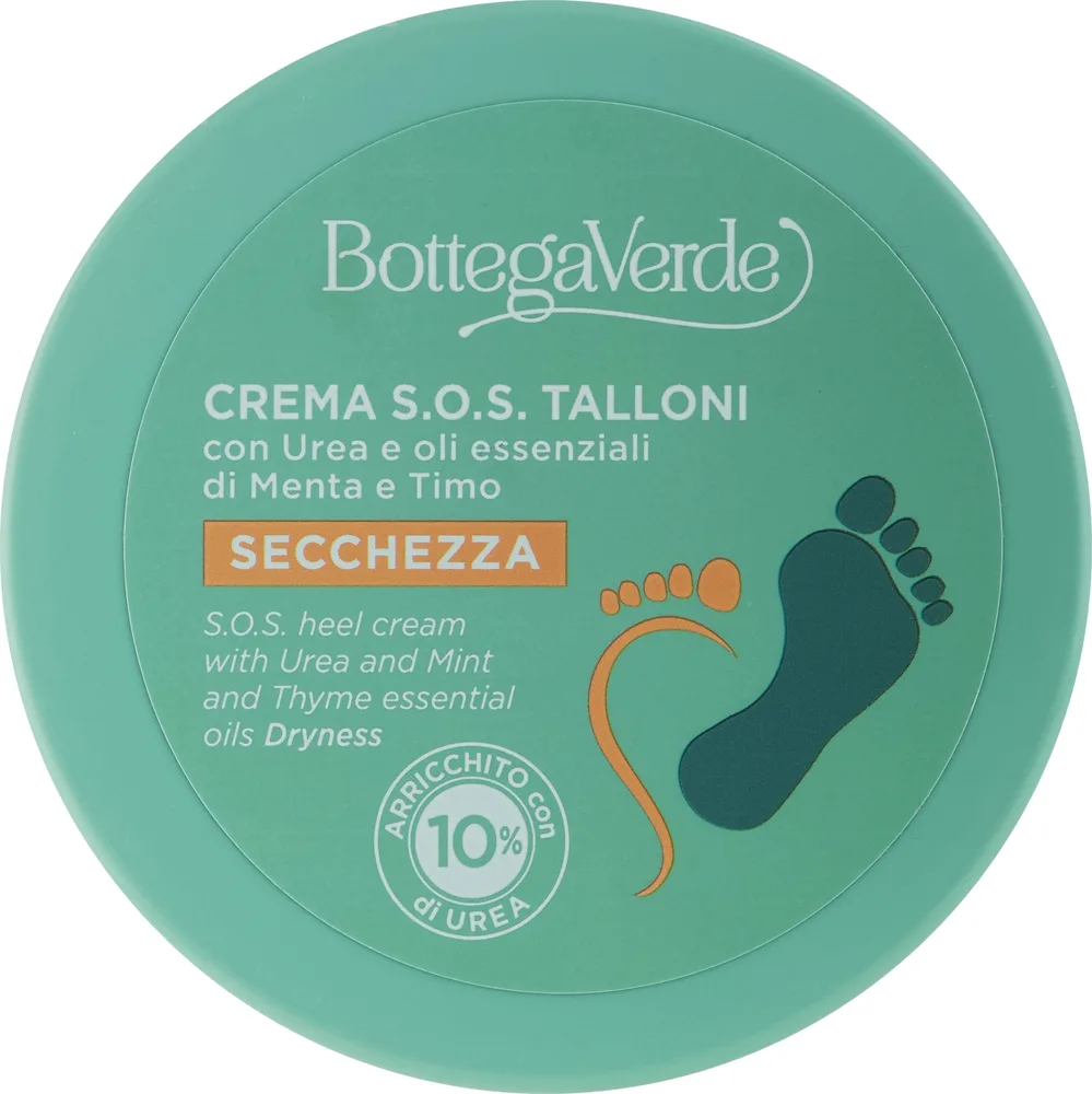 Крем для стоп Bottega Verde SOS Heel Cream с мочевиной и эфирными маслами мяты и тимьяна, смягчающий, 75 мл