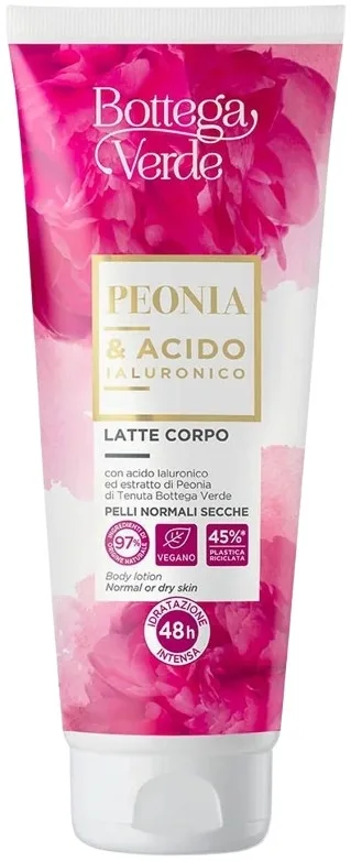 Лосьон для тела Bottega Verde Peonia с гиалуроновой кислотой и экстрактом пиона, увлажняющий, 200 мл