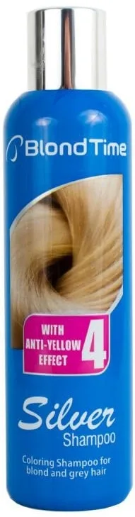 Blond Time BlondTime Silver Shampoo - Шампунь BlondTime Silver для осветлённых и седых волос, против жёлтых оттенков, серебристый эффект, 200 мл, Болгария