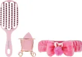 Подарочный набор Donegal Pink гибкая расческа My Moxie плюшевая повязка для волос и спонж в футляре — фото 1