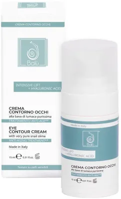 Крем для контура глаз Balu Intensive Lift + Hyaluronic Acid с гиалуроновой кислотой и слизью улитки, увлажняющий, 15 мл