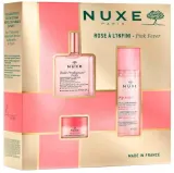 Набор Nuxe Pink Fever цветочное сухое масло 50 мл мицеллярная вода 100 мл и бальзам для губ 15 г — фото 1