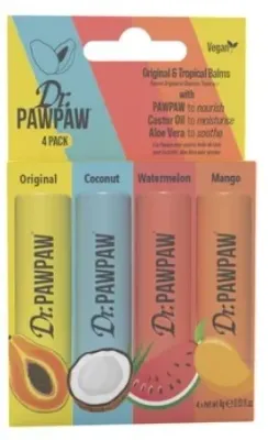Набор бальзамов для губ Dr. PAWPAW Mango Watermelon и Coconut 4 шт по 4 г/ Доктор Папау