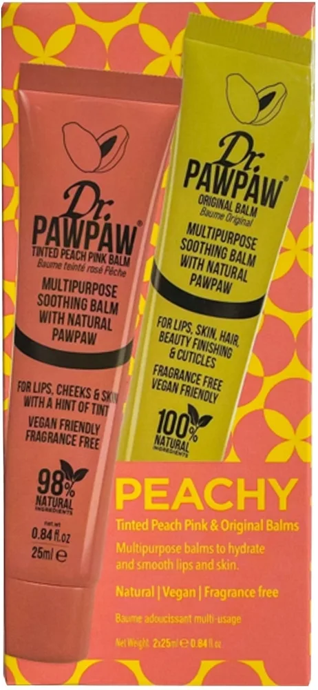 Набор бальзамов Dr. PAWPAW Peachy оттеночный Peach Pink 25 мл и прозрачный 25 мл/ Доктор Папау
