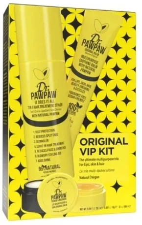 Набор Dr. PAWPAW VIP бальзам скраб для губ и спрей с папайей и касторовым маслом 25+150 мл+16 г/ Доктор По По