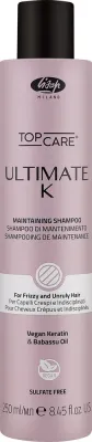 Шампунь Lisap Ultimate K дисциплинирующий, без сульфатов, для поддержания эффекта кератинового выпрямления, 250 мл, Италия