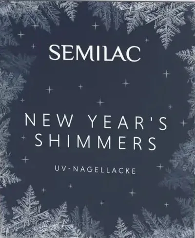 Новогодний набор Semilac New Year's Shimmers UV гель-лаки серебро и темно-синий 2 шт по 7 мл и масло для кутикулы 7 мл