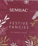 Новогодний набор Semilac Festive Fancies UV гель-лаки красный и золотой 2 шт по 7 мл и масло для ногтей 7 мл — фото 1