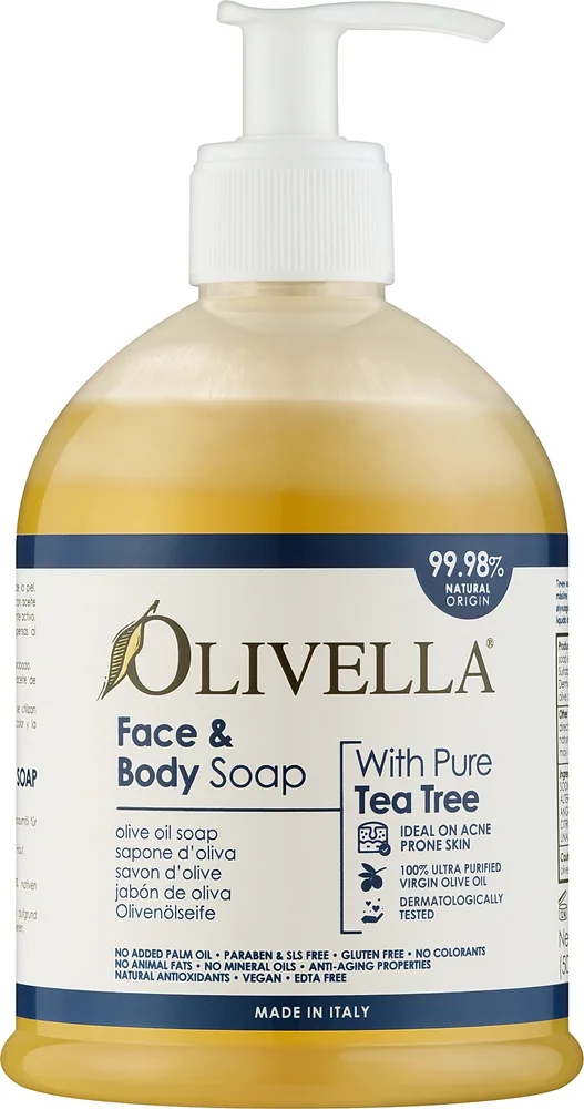 Мыло жидкое для лица и тела Olivella Pure Tea с чайным деревом, 500 мл