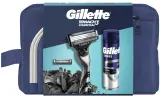 Мужской набор Gillette Mach3 Charcoal гель для бритья с углем и бритва и косметичка 200 мл — фото 2