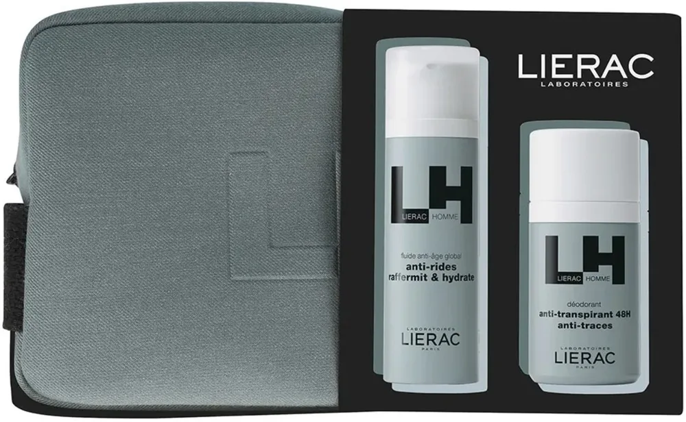 Набор Lierac Homme флюид для лица 50 мл дезодорант-антиперспирант ролик 50 мл и косметичка для зрелой кожи