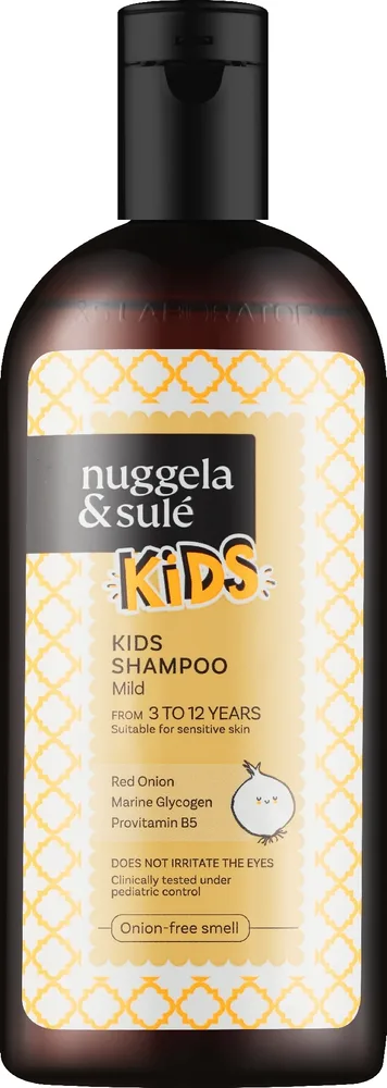 Шампунь Nuggela & Sule Kids детский, с провитамином B5, экстрактом красного лука и гликогеном, для детей 3-12 лет, 250 мл, Испания