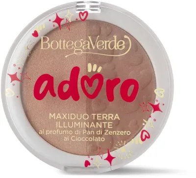 Компактная пудра-дуэт Bottega Verde Adoro Maxiduo Brightening Powder хайлайтер и матовая, 10 г