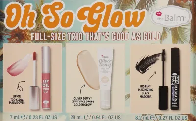 Набор для макияжа theBalm Oh So Glow капли для сияния масло для губ и тушь с маслом жожоба 28+7+8.2 мл