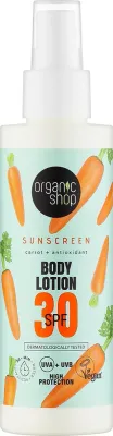 Солнцезащитный лосьон для тела Organic Shop SPF30 водостойкий с морковью, 150 мл