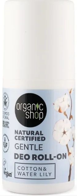 Дезодорант шариковый Organic Shop Gentle Deo Roll-On с экстрактами хлопка и водяной лилии, 50 мл