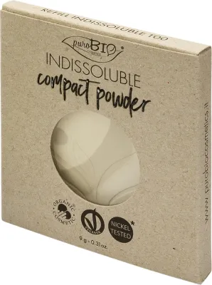 Пудра для лица PuroBio Cosmetics Indissoluble Compact Powder компактная, сменный блок, 9 г