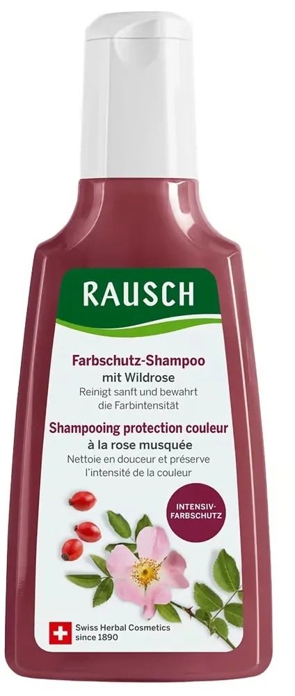 Шампунь Rausch Wildrose для защиты цвета окрашенных волос, с дикой розой, хвощом и аминокислотами, веганский, 200 мл, Германия