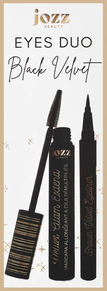 Набор для глаз Jozz Eyes Duo Black Velvet тушь для объема ресниц и подводка черная 10+2 мл
