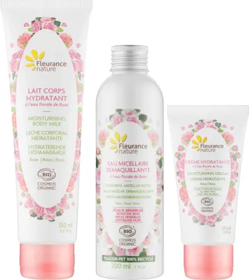 Набор для лица Fleurance Nature Rose крем мицеллярная вода и крем для тела с розовой водой и маслом ши 50+200+150 мл