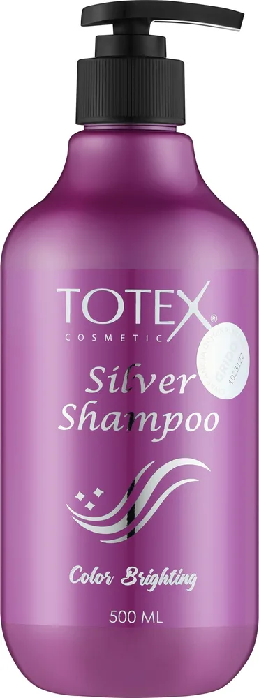 Totex Cosmetic Totex Silver Shampoo - Шампунь Totex Silver фиолетовый тонирующий, против жёлтых и медных оттенков, с гидролизованным кератином, для блонда, 500 мл, ОАЭ