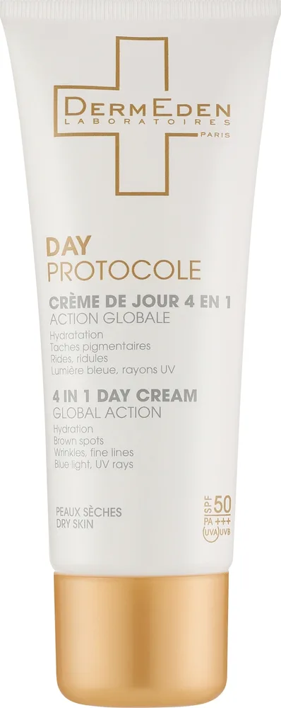 DermEden DermEden Day Protocole Global Action 4in1 SPF50 Day Cream - Крем для лица Derm Eden Day Protocole 4в1 SPF50 для сухой кожи 50 мл