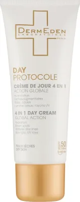 DermEden DermEden Day Protocole Global Action 4in1 SPF50 Day Cream - Крем для лица Derm Eden Day Protocole 4в1 SPF50 для сухой кожи 50 мл