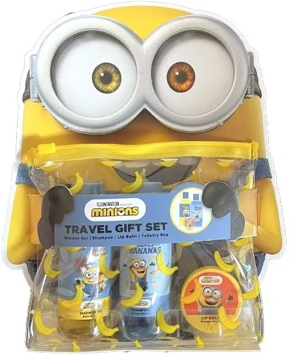 Дорожный набор Sence Minions гель для душа 60 мл шампунь 60 мл бальзам для губ 10 г и косметичка