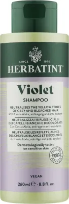 Шампунь Herbatint Violet фиолетовый тонирующий, против жёлтизны, с экстрактом кассии алата, веганский, для седых волос, 260 мл, Италия