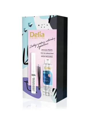 Набор Delia Перфектные брови пинцет для бровей клей для укладки бровей 5 г и мицеллярная вода 200 мл
