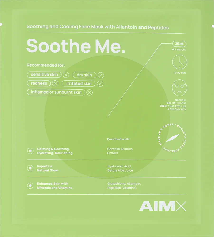 Успокаивающая тканевая маска AIMX Soothe Me с пептидами и центеллой азиатской, 25 мл