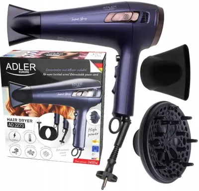 Фен Adler AD 2273 с убирающимся шнуром, ионизация, диффузор