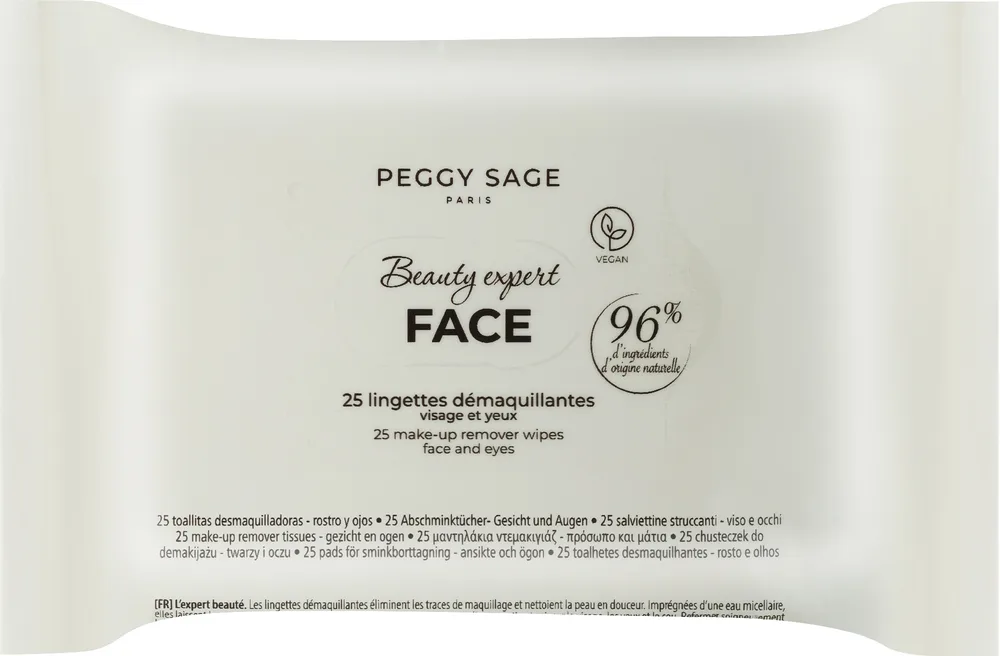 Салфетки для снятия макияжа Peggy Sage Beauty Expert Face для лица, 25 шт