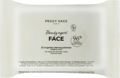 Салфетки для снятия макияжа Peggy Sage Beauty Expert Face для лица, 25 шт