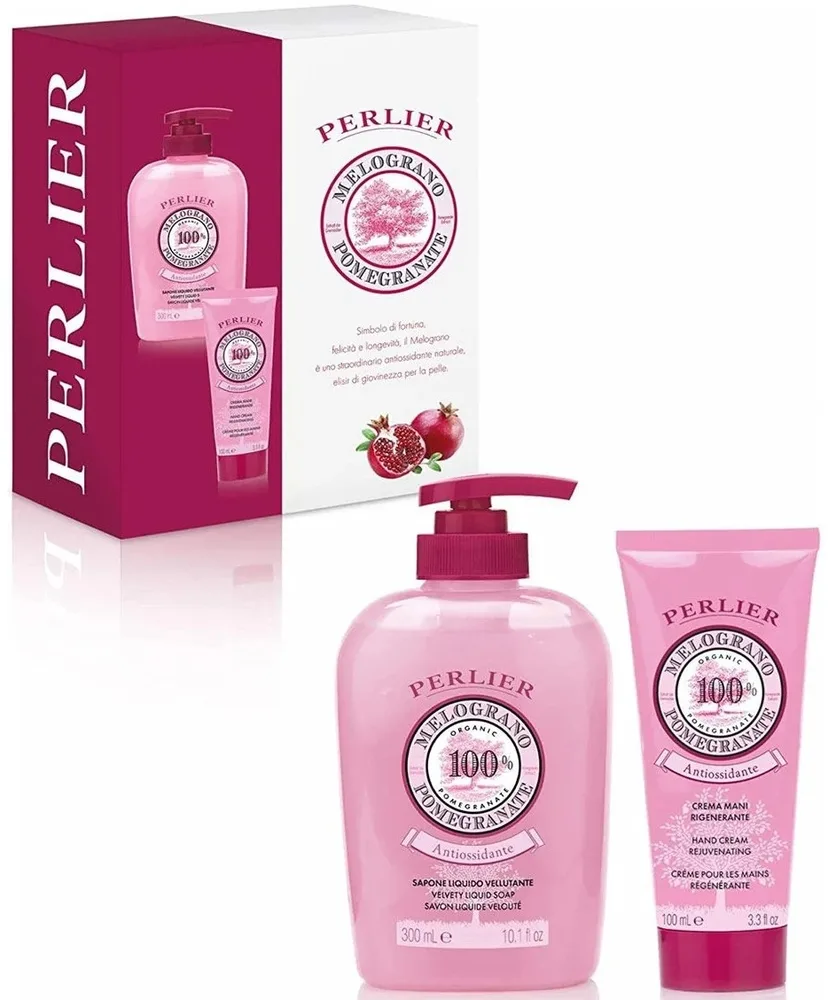 Набор Perlier Pomegranate жидкое мыло для рук 300 мл и крем для рук 100 мл с гранатом
