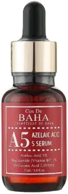 Сыворотка для лица Cos De Baha A5 Azelaic Acid против акне выравнивающая тон 30 мл