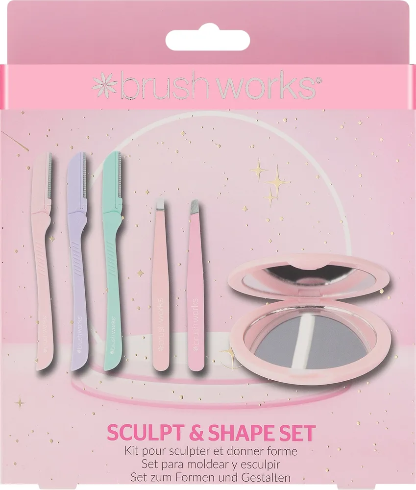 Набор Brushworks Sculpt & Shape Set набор пинцетов бритвы для бровей 3 шт и зеркало с увеличением пастельных оттенков