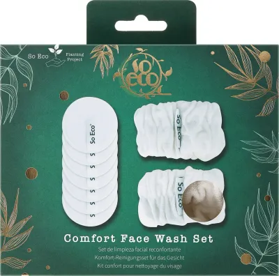 Набор So Eco Comfort Face Wash многоразовые очищающие диски 7 шт и напульсники для умывания