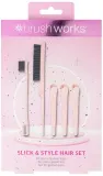 Набор Brushworks Slick & Style зажимы для секций 3 шт расческа для начеса и двусторонняя щетка-гребень — фото 1