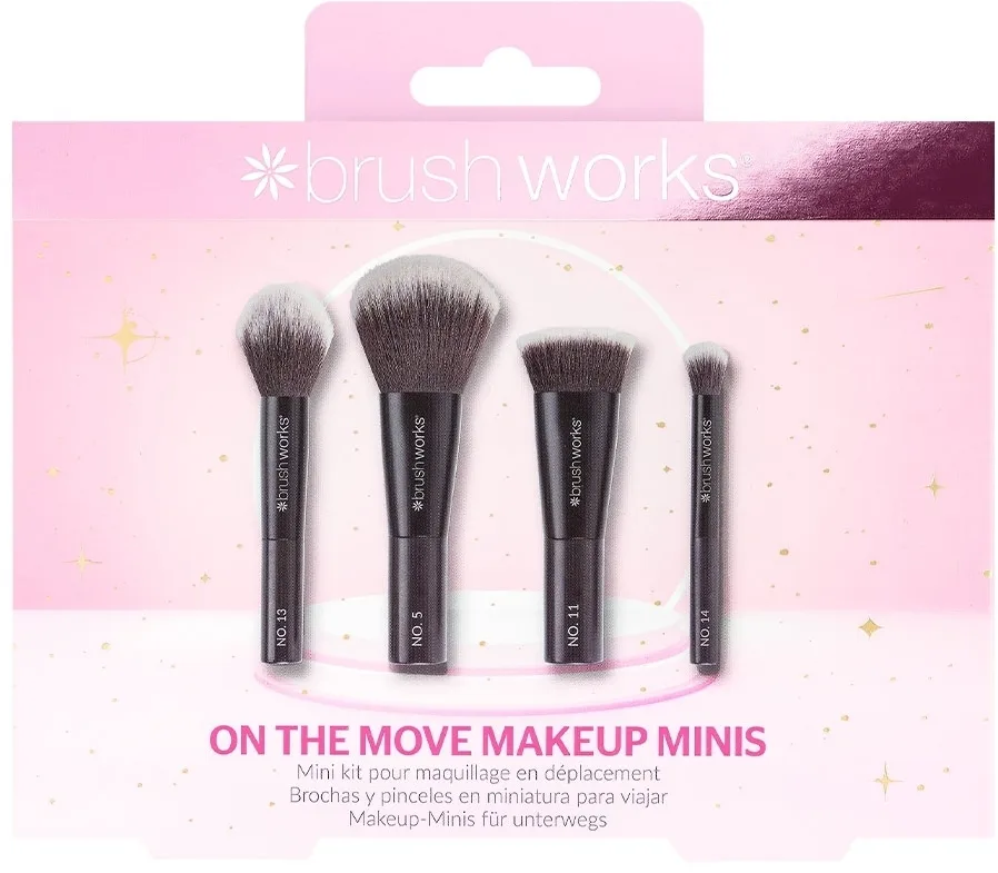 Набор мини-кистей для макияжа Brushworks On The Move Makeup Minis из 4 предметов