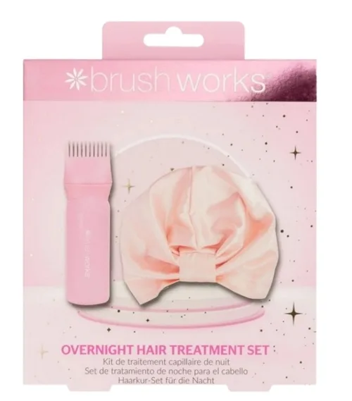 Набор Brushworks Overnight Hair Treatment аппликатор для масла для волос и атласный тюрбан
