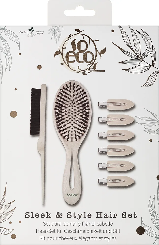 Набор So Eco Sleek & Style щетка для волос двусторонняя щетка-гребень и зажимы для волос 6 шт