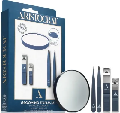 Набор Aristocrat Grooming Staples косметическое зеркало пинцеты 2 шт и книпсеры для ногтей 2 шт