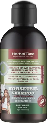 Шампунь Herbal Time Horsetail с хвощом полевым и комплексом витаминов B, для ежедневного мягкого ухода, 240 мл, Болгария
