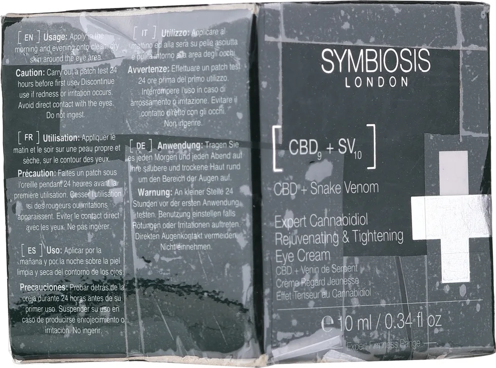 Крем для области вокруг глаз Symbiosis London Expert Cannabidiol с каннабидиолом пептидом змеиного яда и маслом ши для зрелой кожи 10 мл