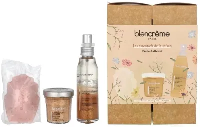 Набор Blancreme Season Essentials Peach & Apricot мерцающее сухое масло 50 мл скраб для тела 40 мл и мыло 70 г