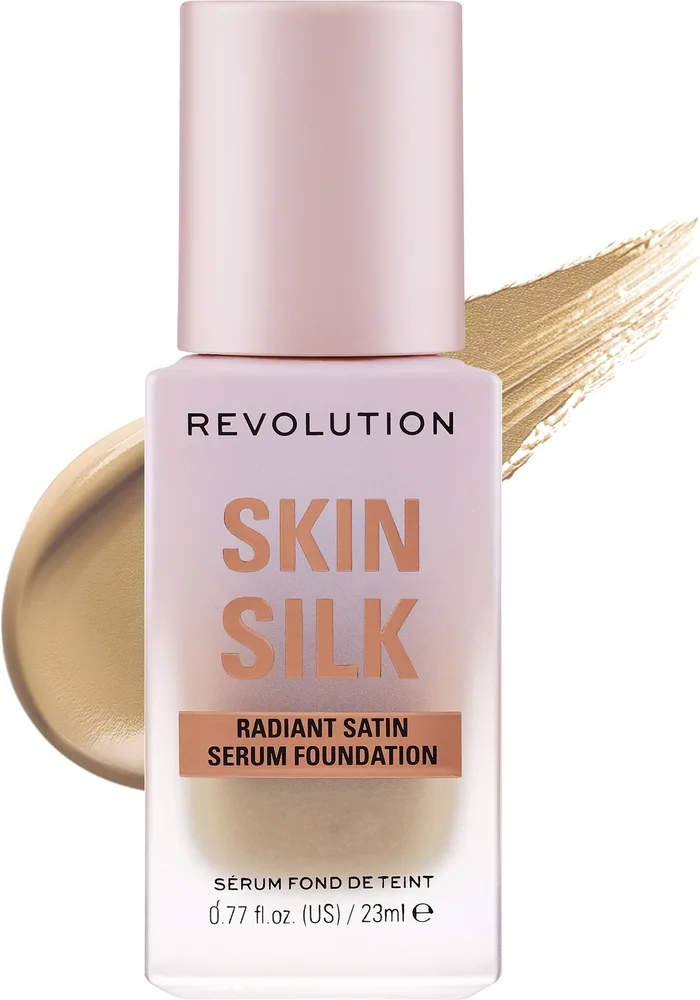 Тональная основа-сыворотка Makeup Revolution Skin Slik Radiant Satin Serum Foundation сатиновая сияющая, 23 мл, оттенок F8.5NW