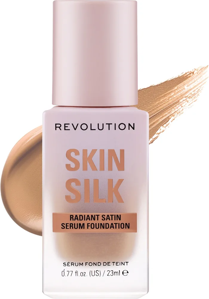 Тональная основа-сыворотка Makeup Revolution Skin Slik Radiant Satin Serum Foundation сатиновая сияющая, 23 мл, оттенок F8.2N