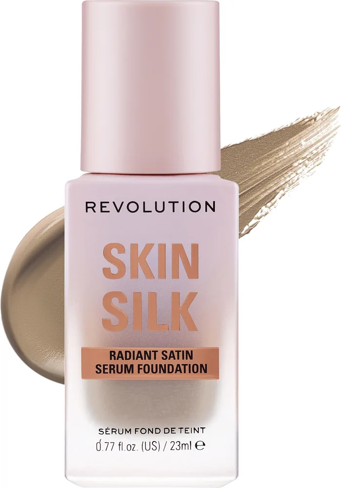 Тональная основа-сыворотка Makeup Revolution Skin Slik Radiant Satin Serum Foundation сатиновая сияющая, 23 мл, оттенок F14.2NW
