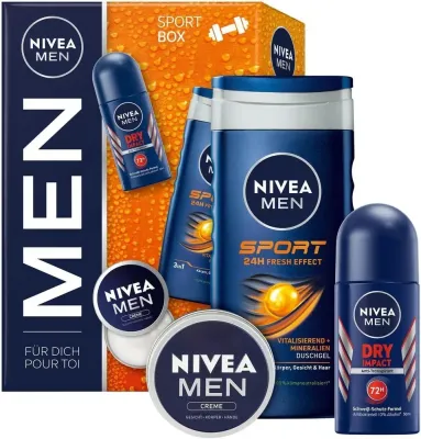 Мужской набор NIVEA Men Sport гель для душа роликовый антиперспирант и крем для лица 250+50+30 мл